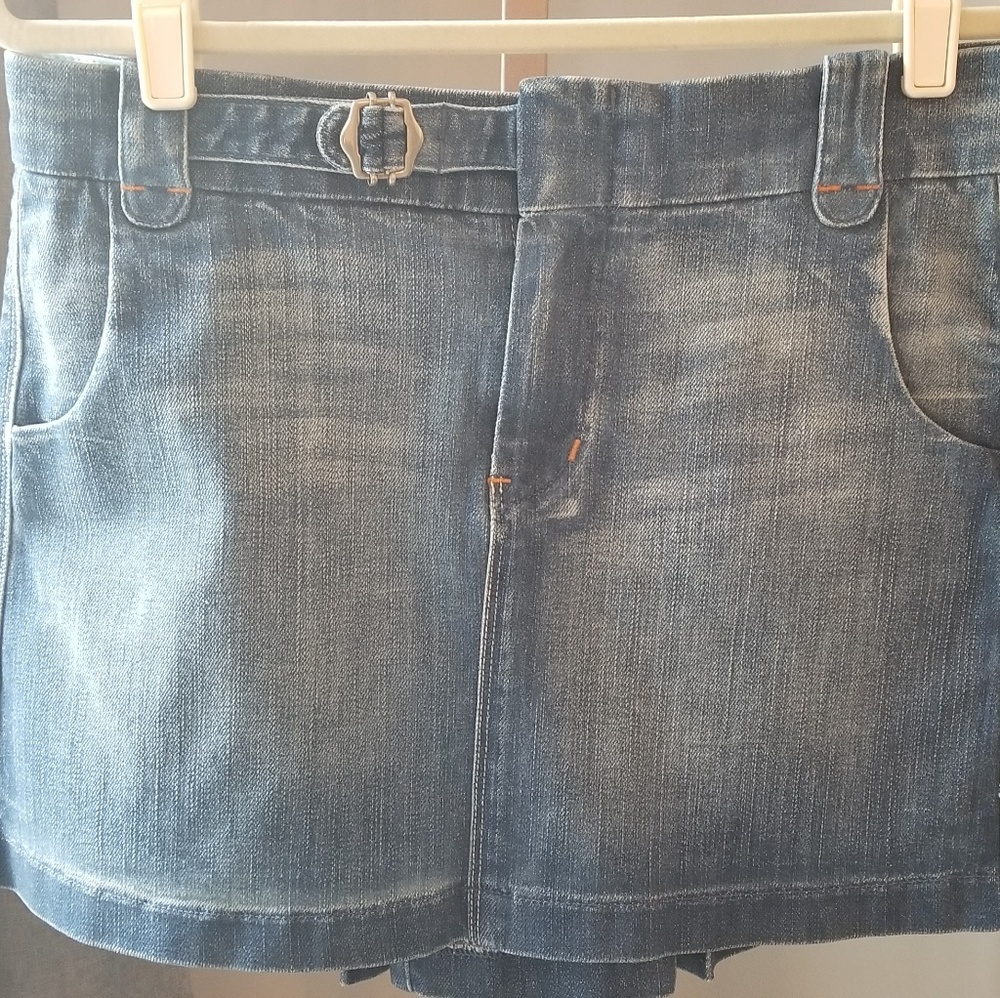 7 for all Mankind denim mini skirt with pleate
